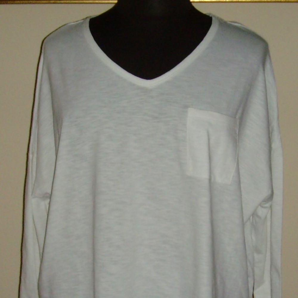 Lord & Taylor Woman 100% Cotton Long Sleeve Tee 2X - White - Picture 5 of 14